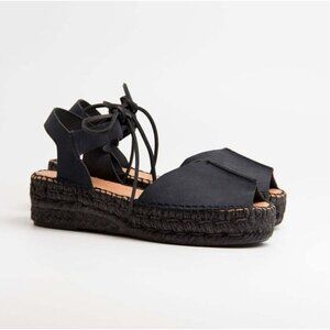 Naguisa Limolita Espadrilles Sandals Black Suede Size EU 37